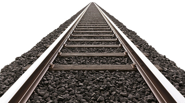 Railway tracks vanishing into the distance with gravel and wooden sleepers