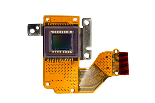 Top view of digital camera image sensor module on flexible printed circuit board
