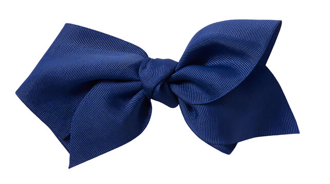 Navy blue satin bow tie with ribbed texture