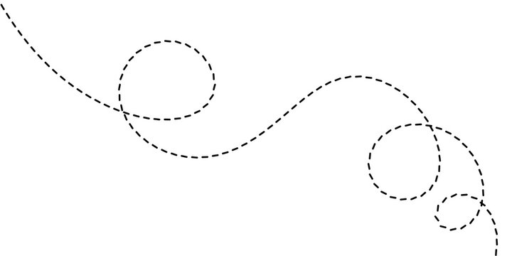 Dashed line flight path vector graphic curved dotted line trail isolated on white background