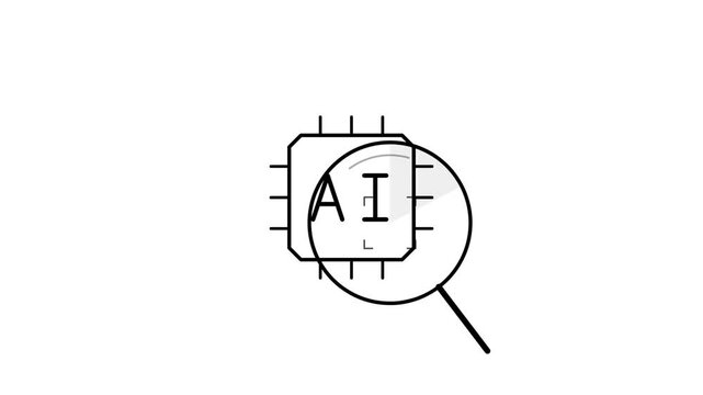 Artificial intelligence chip viewed through magnifying glass
