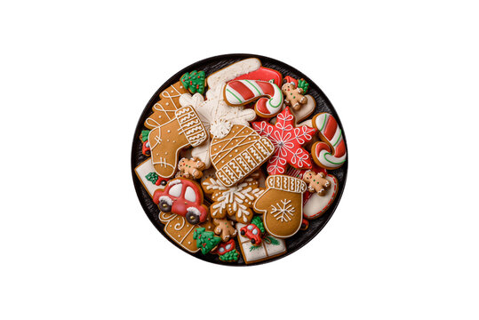 Gingerbread as a Christmas staple, sweet biscuits for the holiday table. Gingerbread as a backdrop