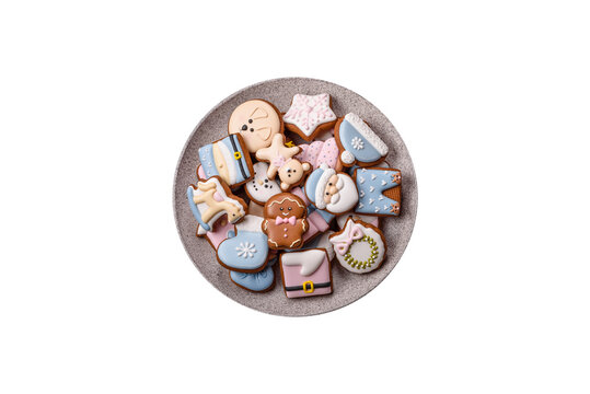 Gingerbread as a Christmas staple, sweet biscuits for the holiday. Gingerbread as a background