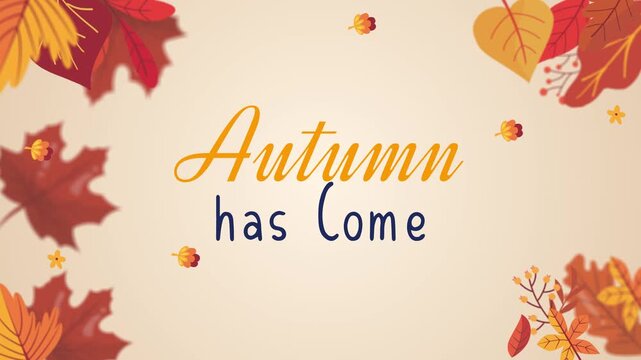 Autumn Come foliage leaves frame motion graphics overlay 4k footage for seasonal video design