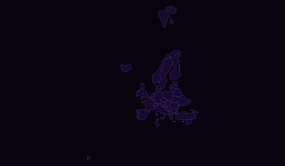 Obraz premium Minimalist dark purple map of europe with country borders