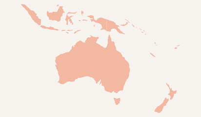 Map of oceania including australia, new zealand, indonesia, and papua new guinea © Hikari Vector Studio