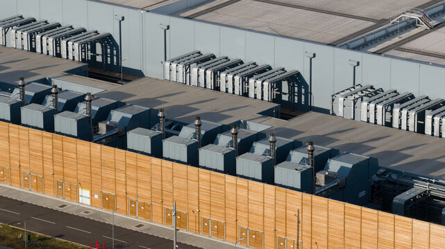 Aerial view of data center technology infrastructure