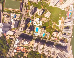 Naklejka premium Aerial view of a modern city with sustainable urban design