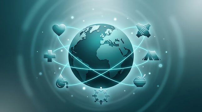 Global Digital Connectivity Network Illustration with Earth Globe and Integrated Service Icons