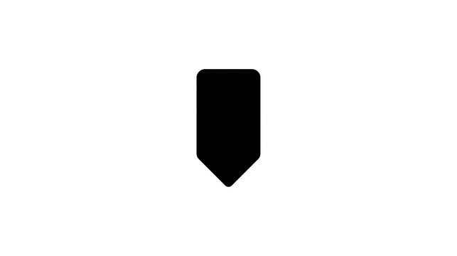 Black bookmark icon with a pointed bottom edge