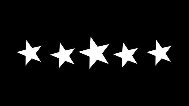 Star rating video Five stars icon in glowing golden neon animation on a black background for review, Special with rating star icon animation
