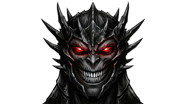 Scary demonic creature with glowing red eyes for halloween themes isolated on transparent background