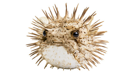 Dried pufferfish with sharp spines and spotted skin © Eustace