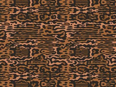 Stylized  camouflage blurred leopard print are formed by horizontal lines of varying thickness, creating optical illusions of shading, depth, and texture.