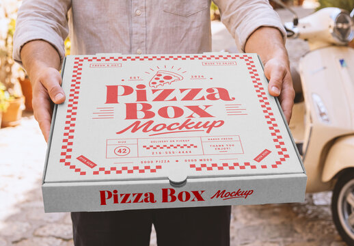 Pizza delivery box presentation mockup