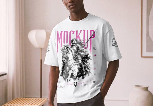 Oversized t-shirt apparel mockup