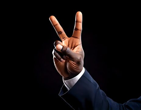 Hand Signal Showing Victory or Peace Sign.