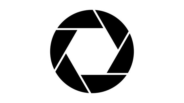 Simple black camera shutter icon representing photography and aperture