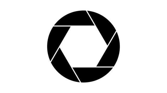 Simple black camera shutter icon representing photography and aperture