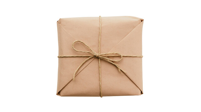 Brown paper wrapped package tied with twine