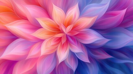 Obraz premium A vibrant floral abstract design featuring soft petals in shades of pink, purple, and orange, suitable for backgrounds, wallpapers, or artistic projects that evoke warmth and creativity,