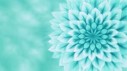 Obraz premium A calming turquoise floral design with intricate leaf patterns, perfect for backgrounds in wellness, meditation, or nature-themed projects, evoking tranquility and harmony,
