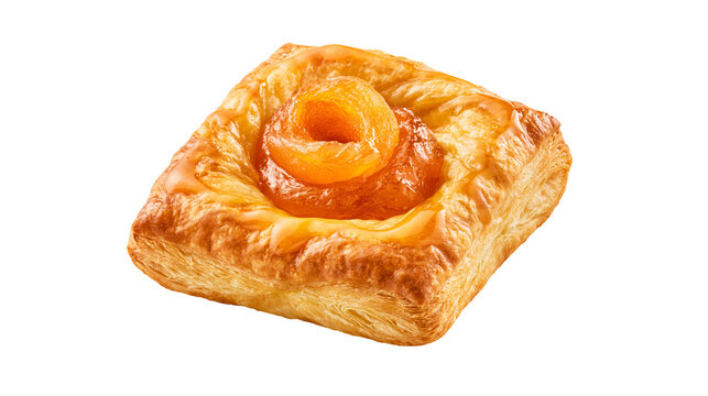 Square puff pastry danish with apricot filling