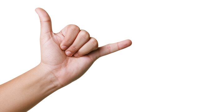 Hand making Shaka sign with thumb and pinky extended