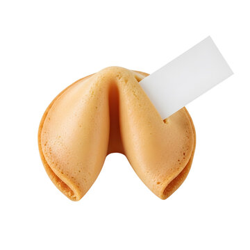 Fortune cookie with message slipping out isolated on transparent background