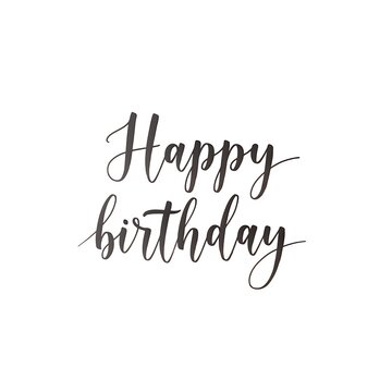 Handwritten happy birthday greeting on white background.