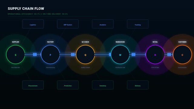 Digital Supply Chain Flow Process Infographic Motion Graphics