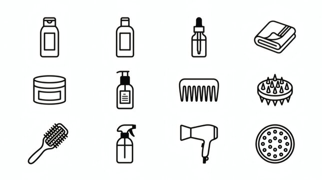 Black and White Icons of Everyday Household Item