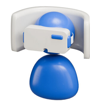 3D Blue Avatar Wearing Virtual Reality VR Headset Isolated