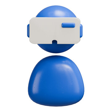 3D Blue Avatar Icon Wearing VR Headset Metaverse Style
