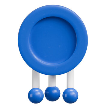 3D Blue Circular Award Ribbon Icon on White Background
