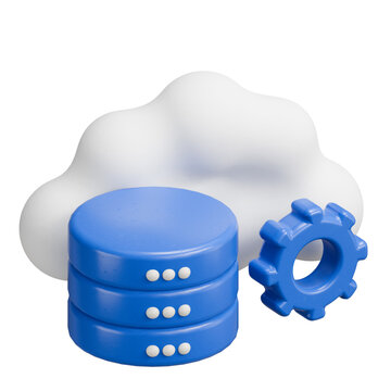 3D Cloud Computing Database and Management Gear Icon