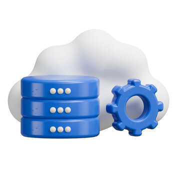 3D Cloud Storage and Data Management Icon