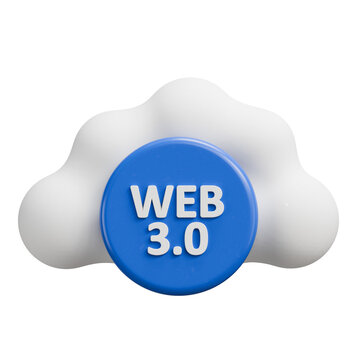 3D Web 3.0 Cloud Computing Icon