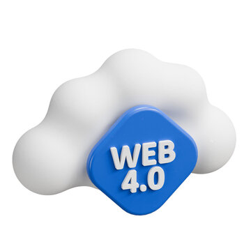 3D Web 4.0 Cloud Icon Isolated on White Background