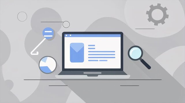 blueprint animation on drafting table with tools and laptop