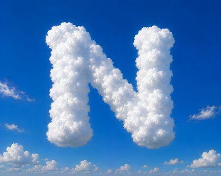 Cloud Shaped Letter N Against a Clear Blue Sky