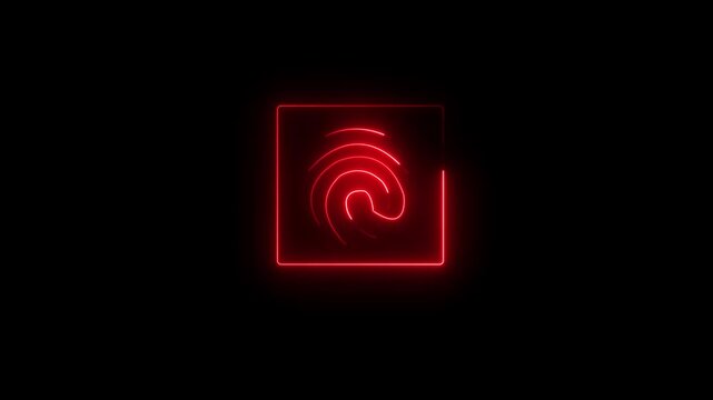 Neon fingerprint icon brown cyan color glowing animated. Fingerprint icon animation, Set fingerprint scanning icon sign video, finger print fingerprint lock secure security.