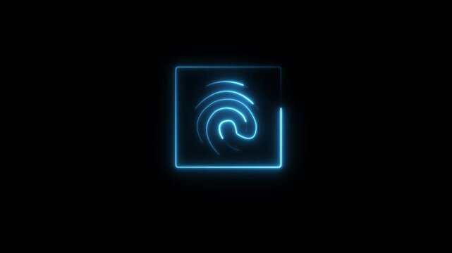 Neon fingerprint icon brown cyan color glowing animated. Fingerprint icon animation, Set fingerprint scanning icon sign video, finger print fingerprint lock secure security.