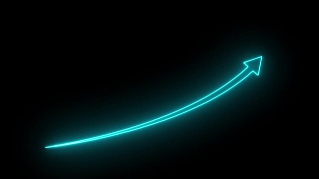 Glowing neon line growing business graph chart concept. Excellent financial status of corporate business rise with up arrow. 4k animation.