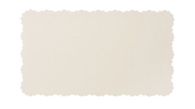 Creamy textured paper with scalloped edges, isolated on transparent background