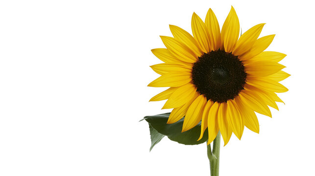 Bright yellow sunflower with dark center, isolated on transparent background