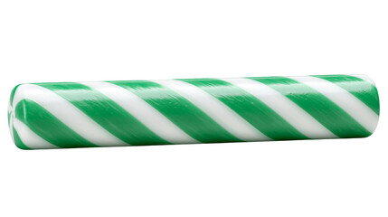 Fototapeta premium Green and white striped candy cane, isolated on transparent background