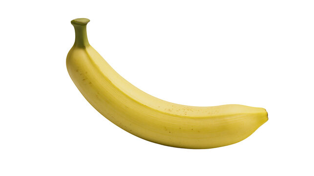 Ripe yellow banana with green stem, isolated on transparent background