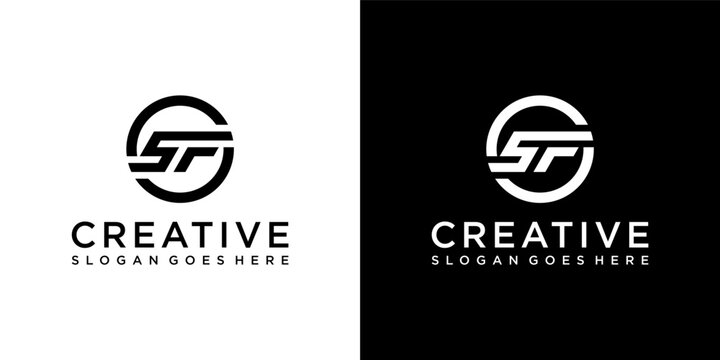 SF or FS initial letter logo design vector