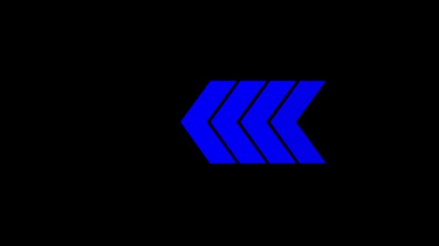 arrow icon concept animation right to left direction looping. Animated arrows for the overlay video layer. arrow animation on black background